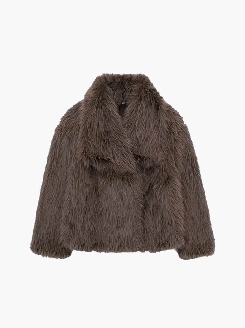 Aunara - Faux Fur Jacket-Coat-Brown-S-Lyle&Oak