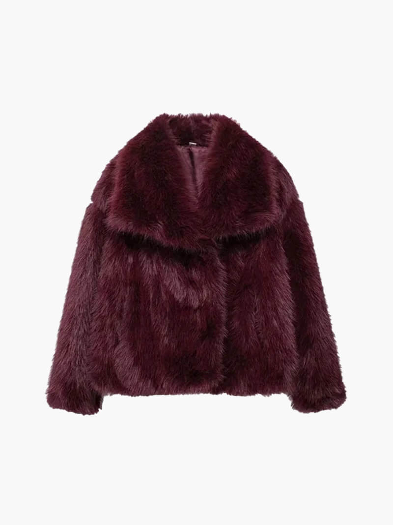 Aunara - Faux Fur Jacket-Coat-Burgundy-S-Lyle&Oak