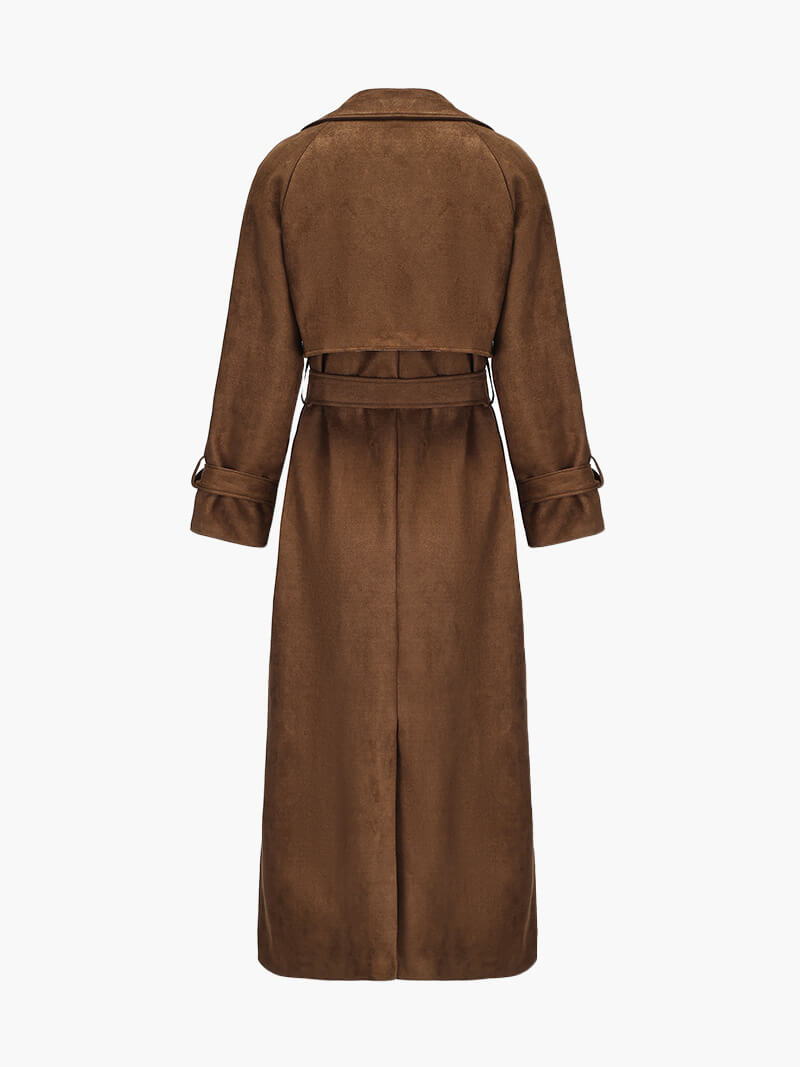 Vionae - Suede Look Maxi Trench Coat-Trench Coat-Lyle&Oak