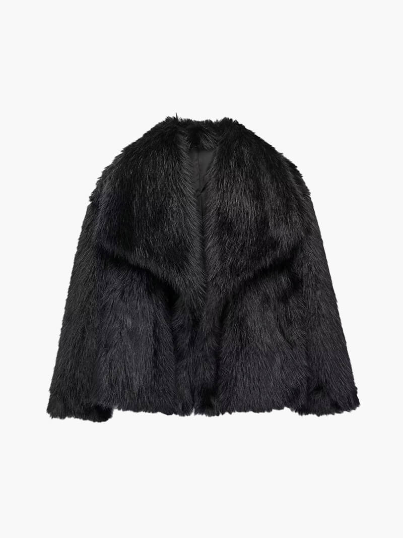 Aunara - Faux Fur Jacket-Coat-Black-S-Lyle&Oak