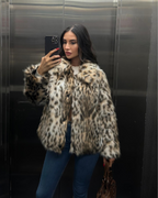 Leopard faux fur jacket – luxurious design.