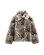 Leopard faux fur jacket – luxurious design.