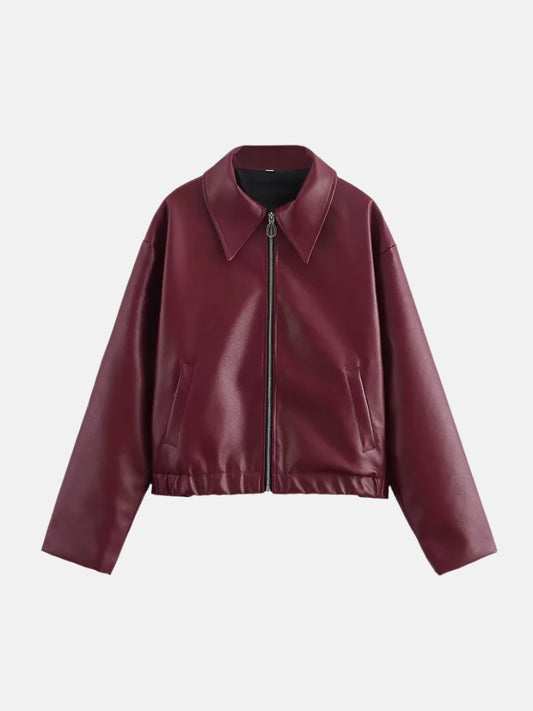 Mireva - Vegan Leather Jacket-Jacket-Burgundy-S-Lyle&Oak