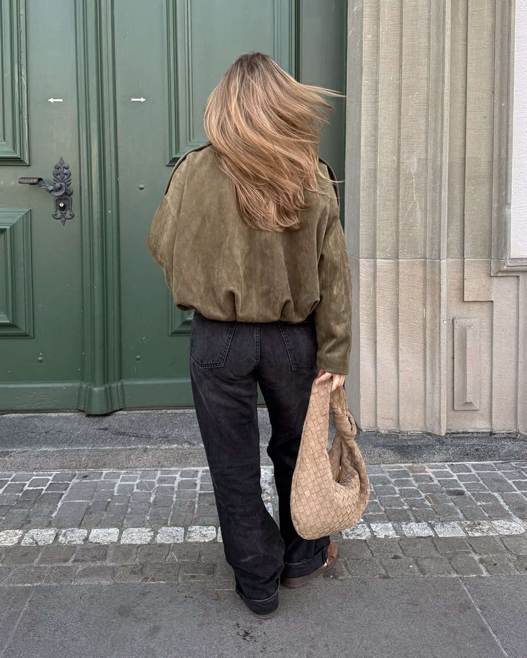 Vintage suede bomber jacket– elegant style and timeless design.-Jackets-Olive-S-Lyle and Oak