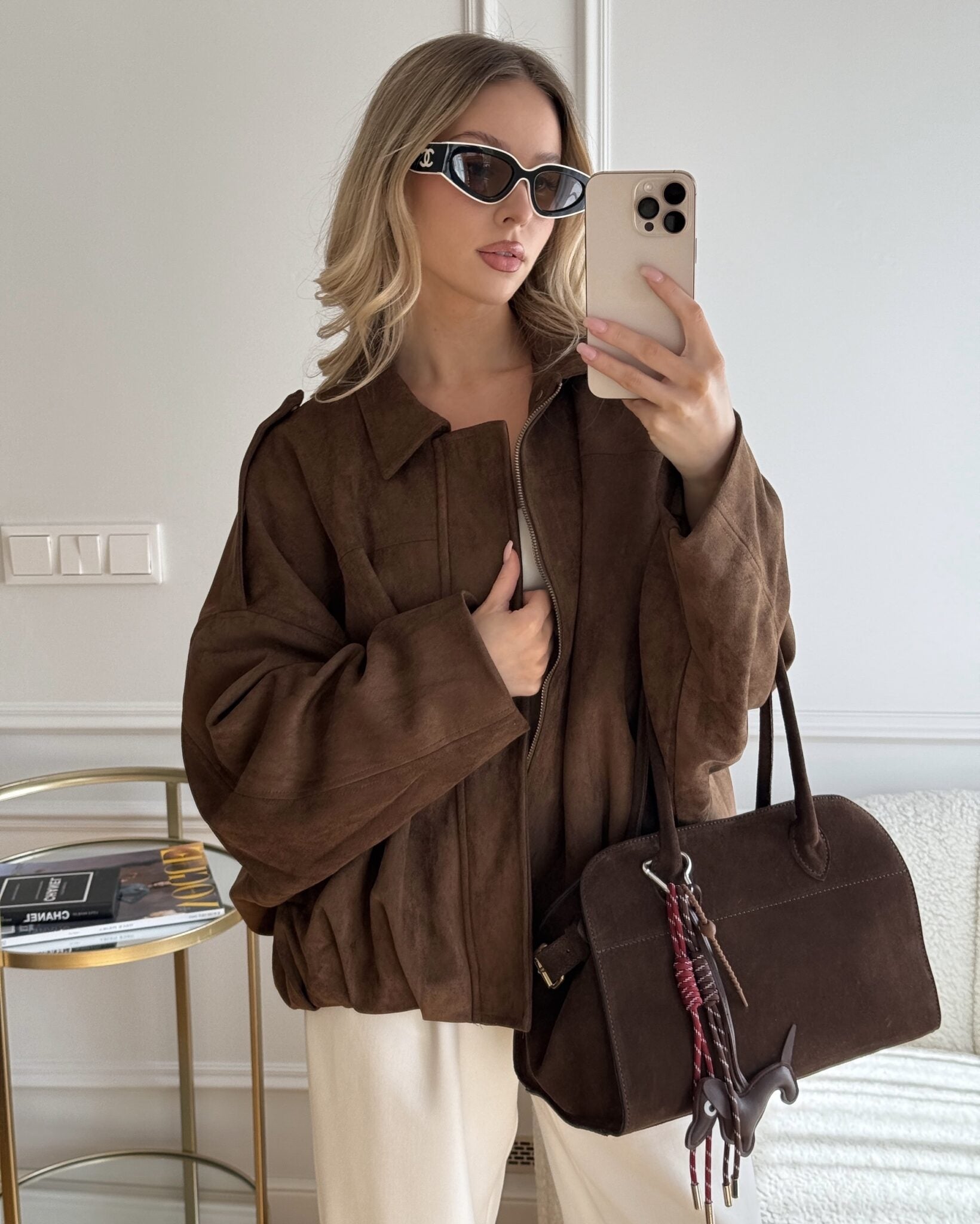 Vintage suede bomber jacket– elegant style and timeless design.-Jackets-Olive-S-Lyle and Oak